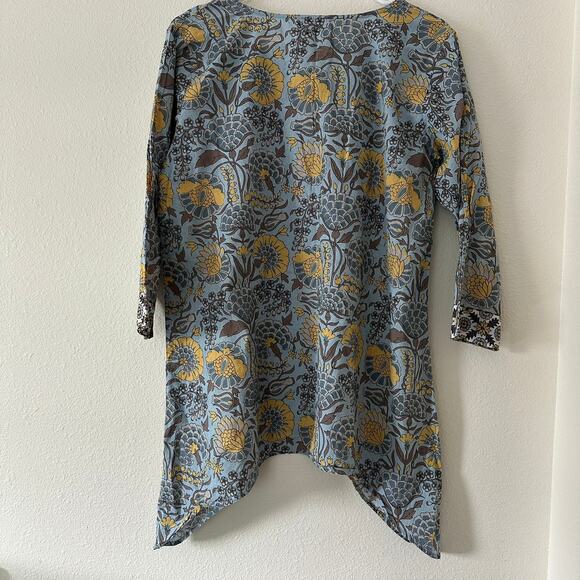 Exclusively for Signals Tunic Top Women's XL Floral India Boho Asymmetric Hem - Picture 4 of 9